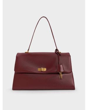 Charles & Keith Kerry Top Handle Satchel Bag - Red