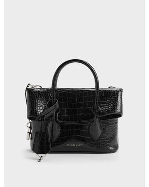 Charles & Keith Aveline Crossbody-Tasche Mit Überschlag - Schwarz