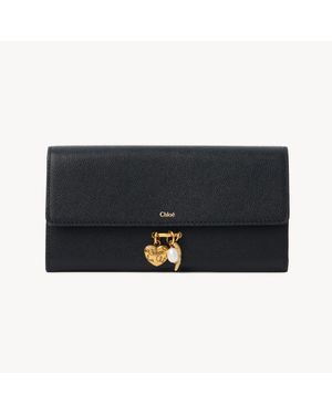 Chloé Charms Long Wallet With Flap - Black