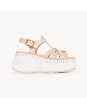 Chloé Namaウェッジ サンダル 婦人向け ベージュ サイズ 牛革 100 - ナチュラル