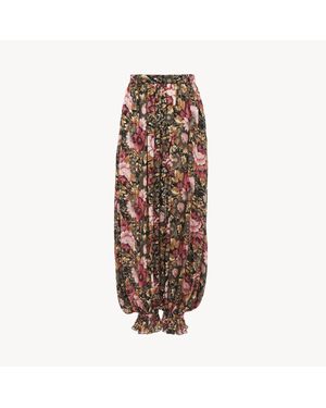 Chloé シルクシャルムーズ製フルイド プリーツパンツ 婦人向け ブラック サイズ シルク 100 - ブラウン