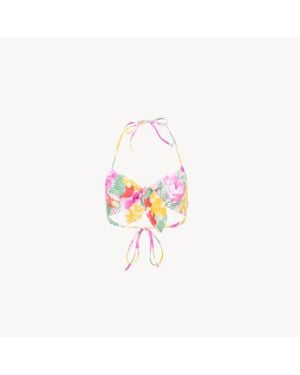 Chloé Garden-Print Bikini Top - White