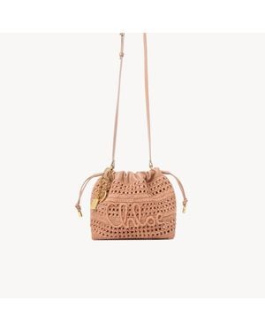 Chloé ラフィア製Summer Banana ミニ ドローストリングショルダーバッグ - ピンク