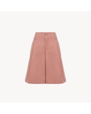 Chloé コットン製ハイライズワイドレッグ バミューダショートパンツ 婦人向け ピンク サイズ コットン 100% Horn Bubalus Bubalis, Farmed, Coo India