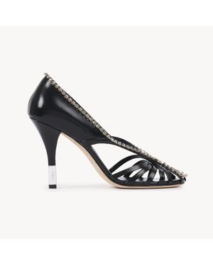 Chloé Leonieパンプス 婦人向け ブラック サイズ 羊革（シープスキン） 100 - メタリック