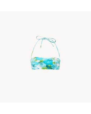 Chloé Aqua Flower-Print Halterneck Bikini Top - Blue