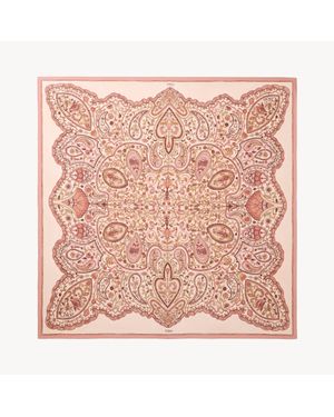 Chloé シルクツイル製 ペイズリー スクエア スカーフ - ピンク