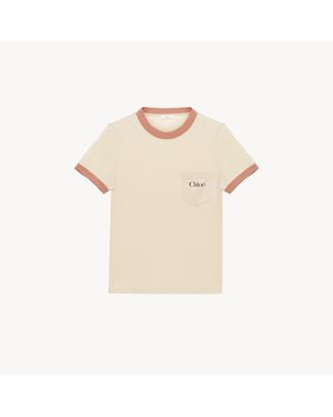 Chloé Crew-Neck Logo T-Shirt - Natural