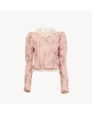 Chloé Baroque Silkblend Taffeta Jacket With Floral Jacquard - Pink