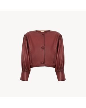 Chloé Cropped Collarless Jacket - Red