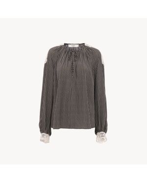 Chloé Open-Neck Top - Grey
