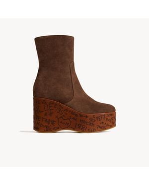 Chloé Maxime Wedge Ankle Boot - Brown