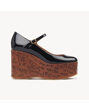 Chloé Maximeウェッジ パンプス 婦人向け ブラック サイズ 牛革（カーフ） 100 - ブラウン
