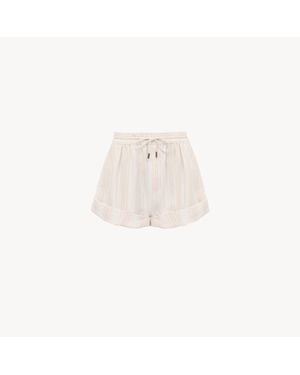 Chloé コットン製ターンアップ ドローストリングショートパンツ 婦人向け ピンク サイズ コットン 100% Horn Bubalus Bubalis, Farmed, Coo India - ナチュラル