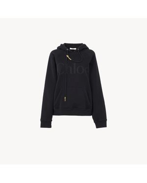 Chloé コットンフリース製ゆったり ロゴパーカー 婦人向け ブラック サイズ コットン 100