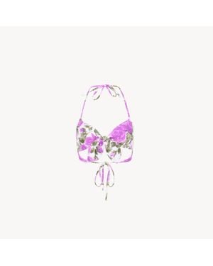 Chloé Rose-Print Bikini Top - Pink