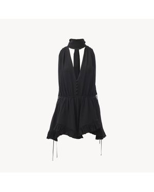 Chloé シルクジョーゼット製Vネック ジャンプスーツ 婦人向け ブラック サイズ シルク 100% Pinctada Maxima, Farmed, Coo Australia - ブルー