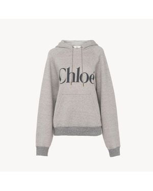 Chloé コットンフリース混紡製オーバーサイズ ロゴ パーカー 婦人向け グレー サイズ コットン 85% テンセル 15