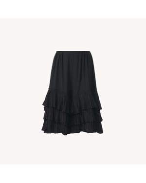 Chloé クレープデシン製フリル付きティアードショートパンツ 婦人向け ブラック サイズ シルク 100
