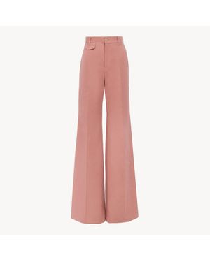 Chloé コットンキャンバス製ハイライズ フレアパンツ 婦人向け ピンク サイズ コットン 100% Horn Bubalus Bubalis, Farmed, Coo India