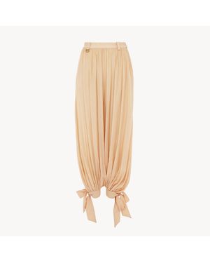 Chloé シルクシャルムーズ製フルイド プリーツパンツ 婦人向け ピンク サイズ シルク 100 - ナチュラル