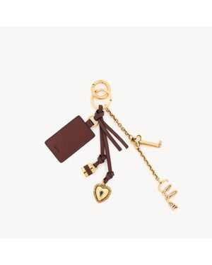Chloé Symbols Heart & Lock Key Ring Bag Charm - Metallic