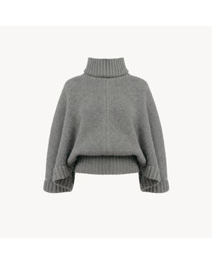 Chloé Short Turtleneck Cape - Grey