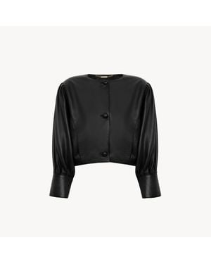 Chloé Cropped Blouson Leather Jacket - Black