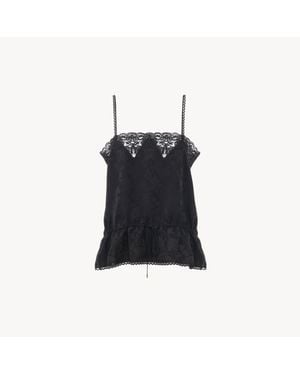 Chloé Drawstring Camisole Top - Black