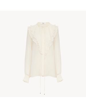 Chloé シルクジョーゼット製フリルブラウス - ホワイト