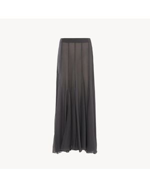 Chloé シルクモスリン製フルイドマキシスカート - グレー