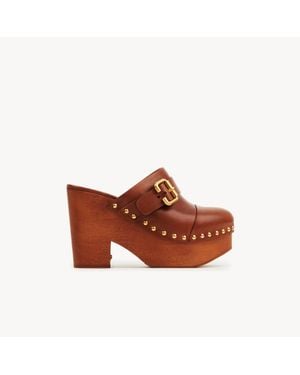 Chloé Jeannette Wedge Clogs - Brown