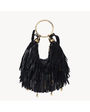 Chloé フリンジレザー製スモールBracelet Hobo Bag 婦人向け ブラック サイズ Bubalus Bubalis, Farmed, Coo Italy 100