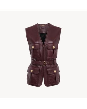 Chloé Utilitarian Leather Vest - Purple