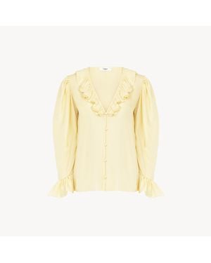 Chloé V-Neck Ruffle Top - Yellow