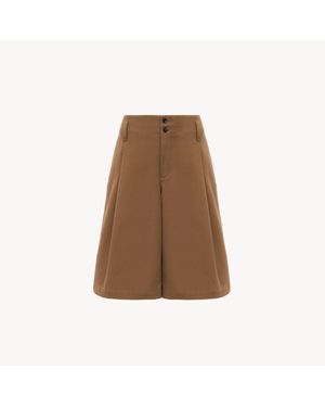 Chloé コットン製ハイライズワイドレッグ バミューダショートパンツ 婦人向け ブラウン サイズ コットン 100% Horn Bubalus Bubalis, Farmed, Coo India