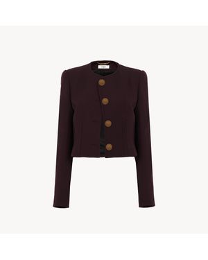 Chloé Collarless Cropped Jacket - Purple