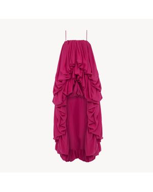 Chloé ウォッシュドシルクポンジェ製ハイロー ノースリーブジャンプスーツ 婦人向け レッド サイズ シルク 100 - ピンク