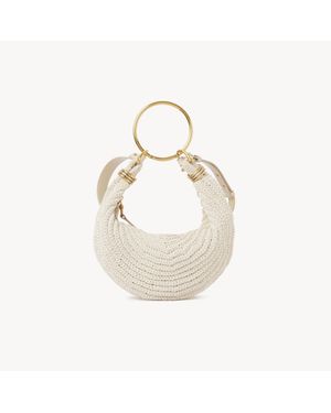 Chloé クロシェ製スモールBracelet Hobo Bag 婦人向け ホワイト サイズ アクリル 100% 牛革（カーフ）