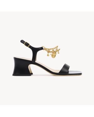 Chloé Charmsヒール サンダル 婦人向け ブラック サイズ 牛革（カーフ） 100 - メタリック