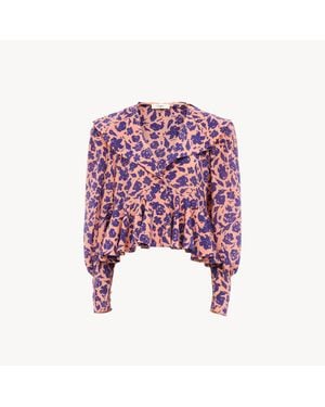 Chloé V-Neck Ruffled Top - Purple