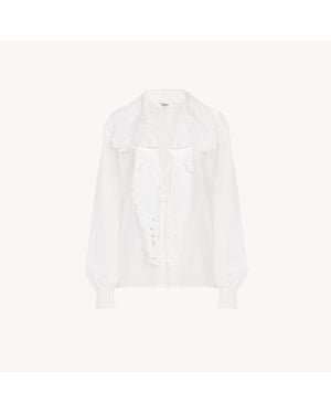Chloé コットンポプリン製刺繍入りラバリエシャツ - ホワイト