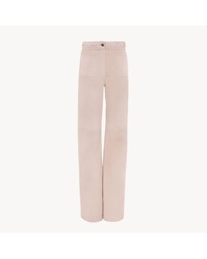 Chloé スエード製ハイライズ フレアパンツ 婦人向け ピンク サイズ 羊革 100