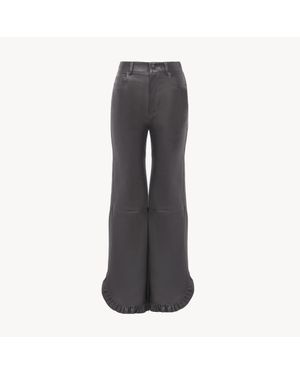 Chloé レザー製フリル フレアパンツ 婦人向け ブラック サイズ 羊革（シープスキン） 100 - グレー