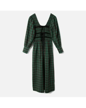 Damson Madder Elle Cotton-gingham Midi Dress - Green