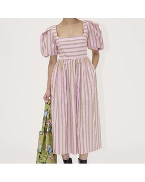 Stine Goya Striped Cotton-Poplin Midi Dress - Blue