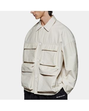 MKI Miyuki-Zoku Miyuki Zoku Washed Box Cotton-Blend Overshirt - Gray
