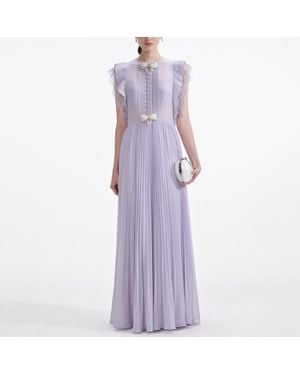 Self-Portrait Chiffon Maxi Dress - Purple
