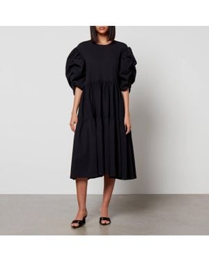 Toit Volant Ottille Puckered Cotton Midi Dress - Black