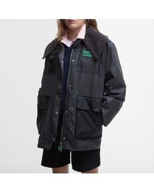 BARBOUR X GANNI Duffle Waxed Cotton Coat - Black